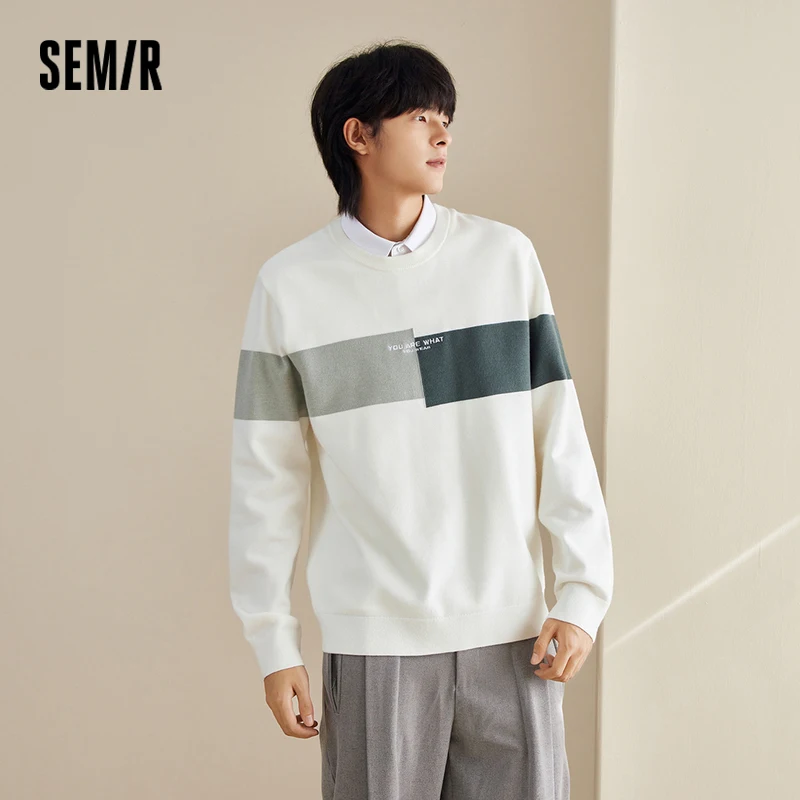 

Вязаный свитер Semir, мужской многослойный пуловер с цветными блоками, термовышитый пуловер, новинка 2025, зима в консервативном стиле