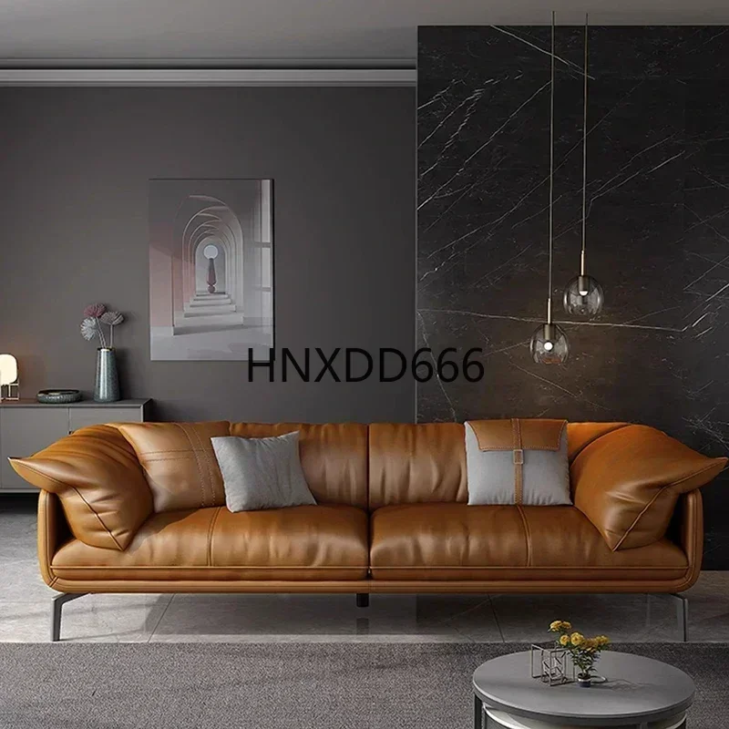 Nordic Simple Soft Sofa Vintage Brown Girl 3 Seater Designer Sofa Leather Love Seat Muebles Para Salas Modernos Home Furniture