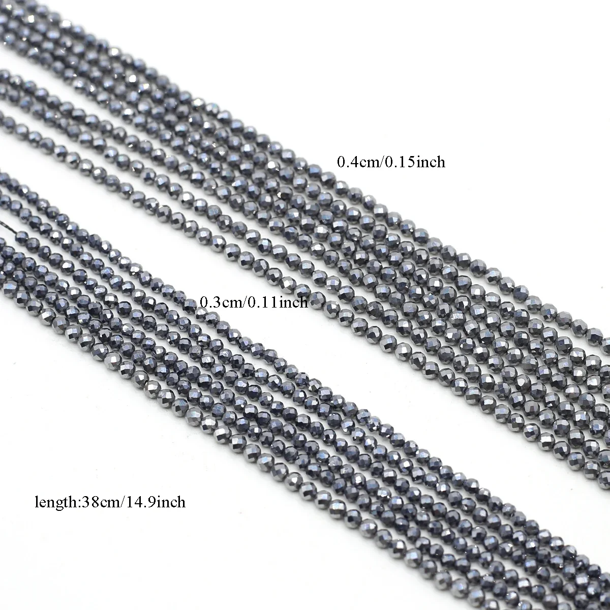 3/4mm Natural Stone Beads Round Faceted Terahertz Loose Spacer Beads for Jewelry Making DIY Necklace Bracelet Accessories 38cm