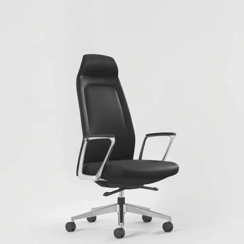for Modern Executive Real Leather Office Chair Bifma Certified Swivel Chair Metal Aluminium Alloy Materials Traditional