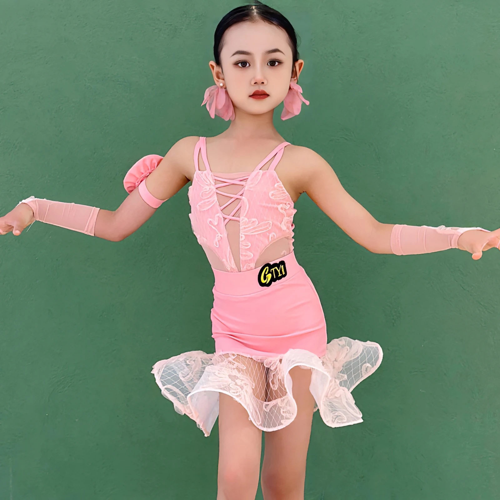 Summer Girls Latin Dance Professional Clothes Child Ballroom Dance Performance Dress Kids Performance Dancing Costumes SL13056