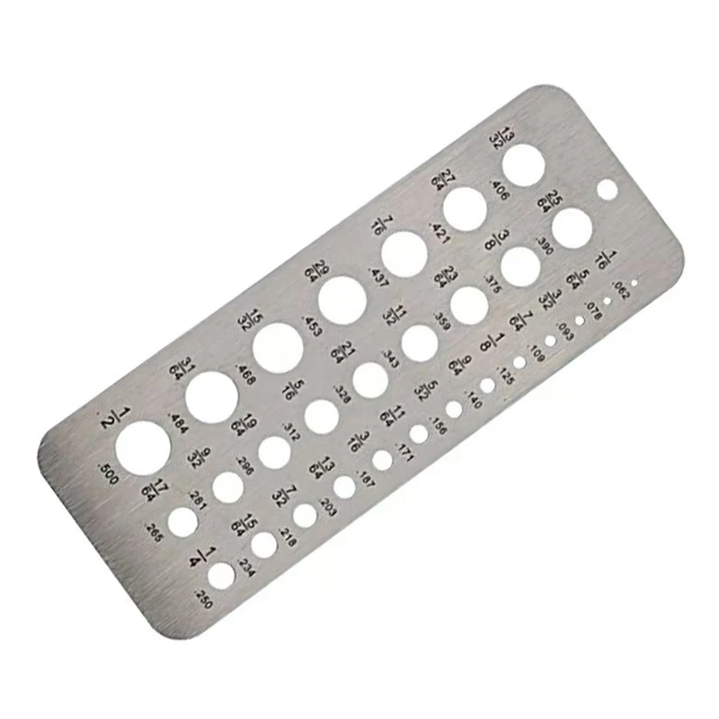 29-Loch-Bohrlehre mit kontrastierenden Markierungen, Edelstahl, langlebig, schnell präzise Messung, Bits der Größe 1/16 Zoll bis 1/2 Zoll