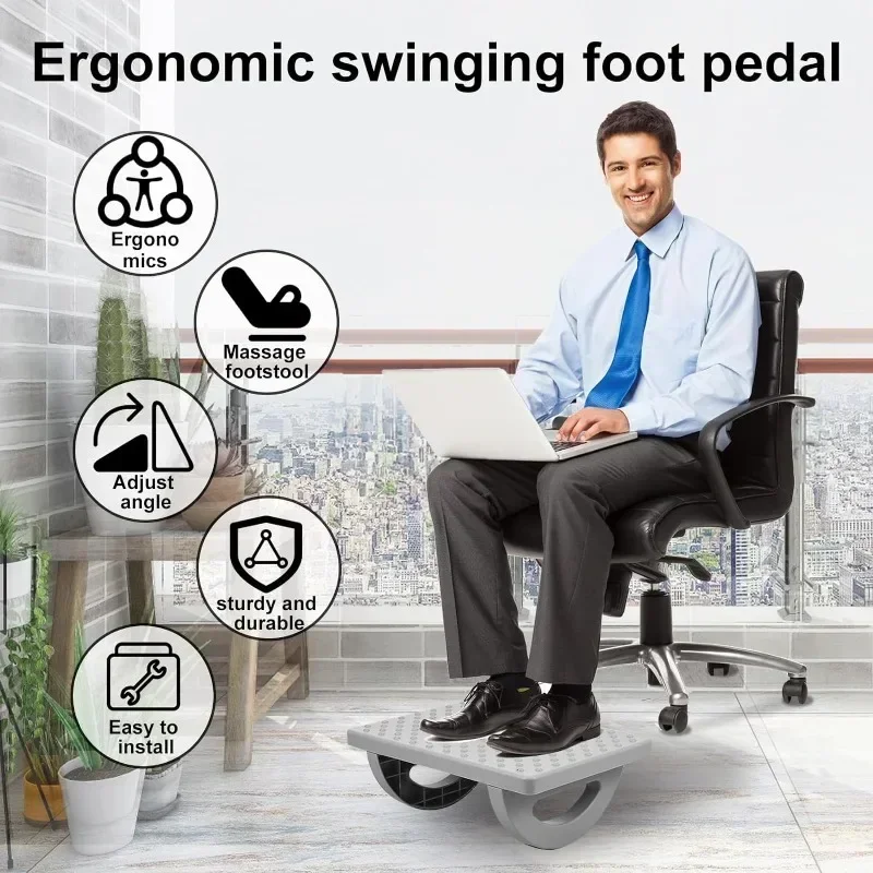 

Rocking Foot Rest Under Desk, Adjustable Foot Stool with Foot Massage Feet Stand, Ergonomic Footrest for Office Home Work