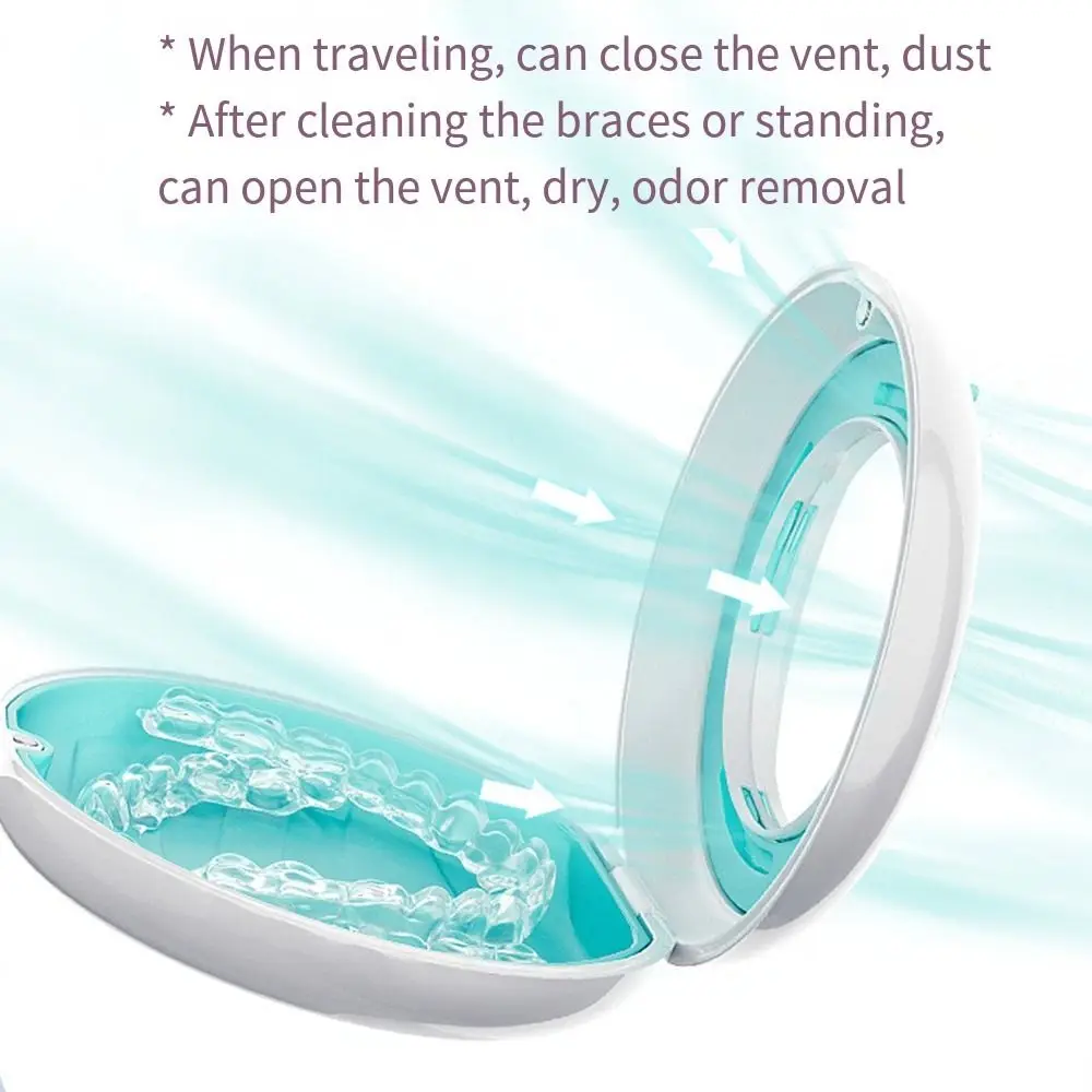 Magnetic Closure Retainer Case With Mirror Portable Cleaning Tooth False Teeth Box 5 Colors Sealed