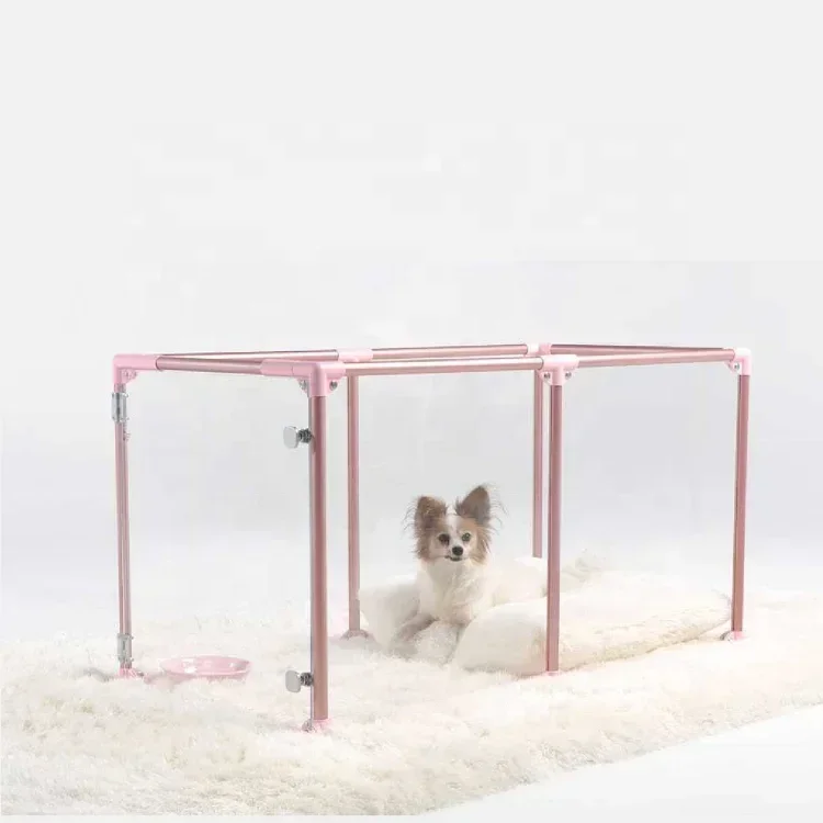 

Manufacturer Acrylic Aluminium Detachable Safety Heavy Duty Large Pet Supplies Transparent Indoor Cat Dog Kennel House Fence Pen