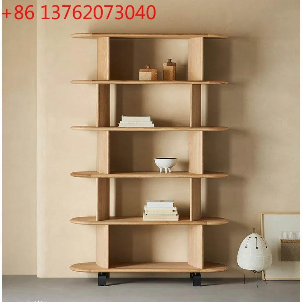 Nordic solid wood multi-layer art bookshelf Italian minimalist