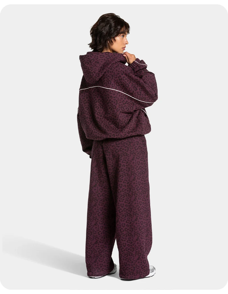 Yogaset met luipaardprint voor dames, losse pasvorm, gym, hardlooptraining, casual sportkleding