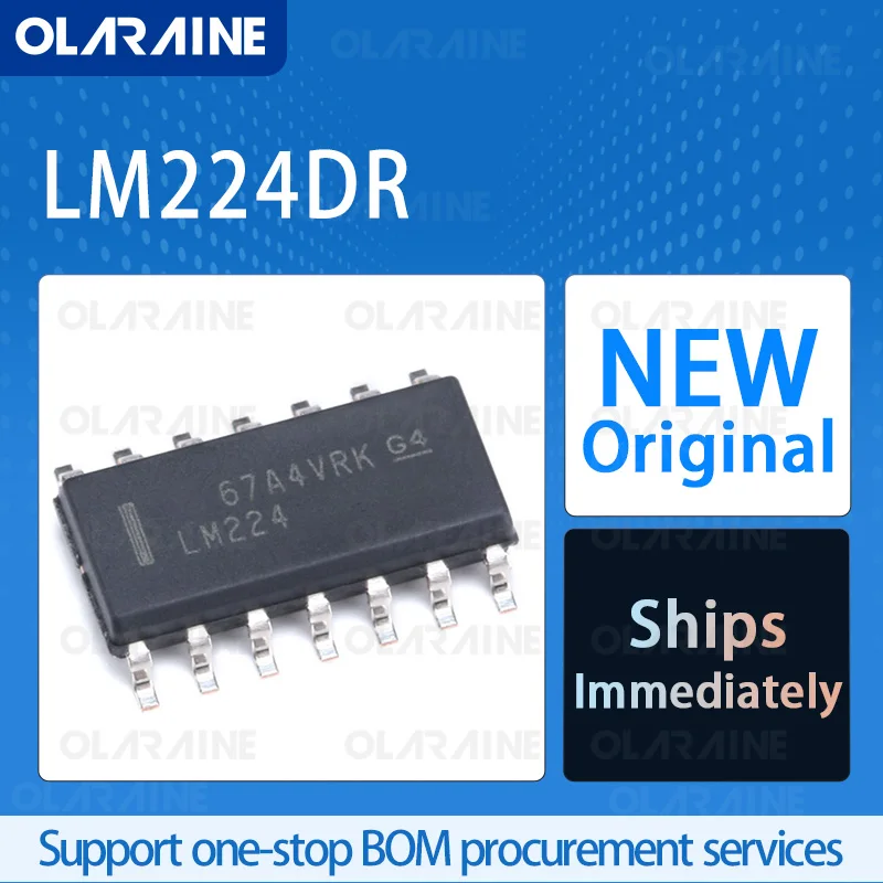 10/50/100Pcs LM224DR SOIC-14 original ic chip Operational Amplifiers - Op Amps RoHS 4 Channel SR -500 mV/us Vos -5 mV Ib-150 nA