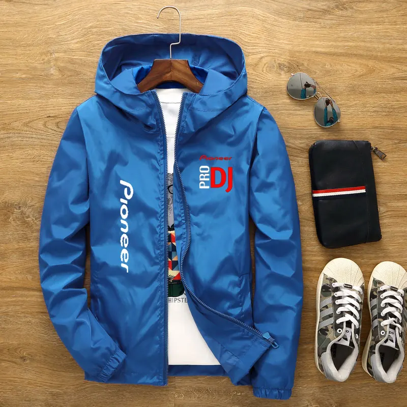 Men's Jacket DJ Pioneer PRO Hooded Spring And Summer New Men's Casual Windbreaker Bomber Zipper Thin Section Hooded Jacket 5XL
