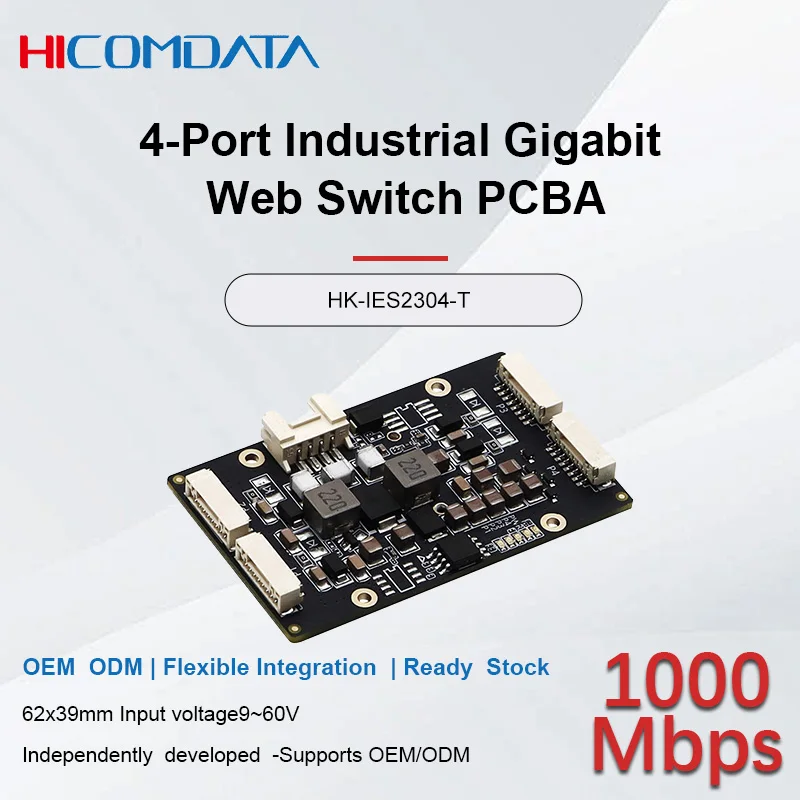 Módulo de interruptor VLAN gerenciado Gigabit L2 de 4 portas de nível industrial Mini Switch PCBA placa-mãe