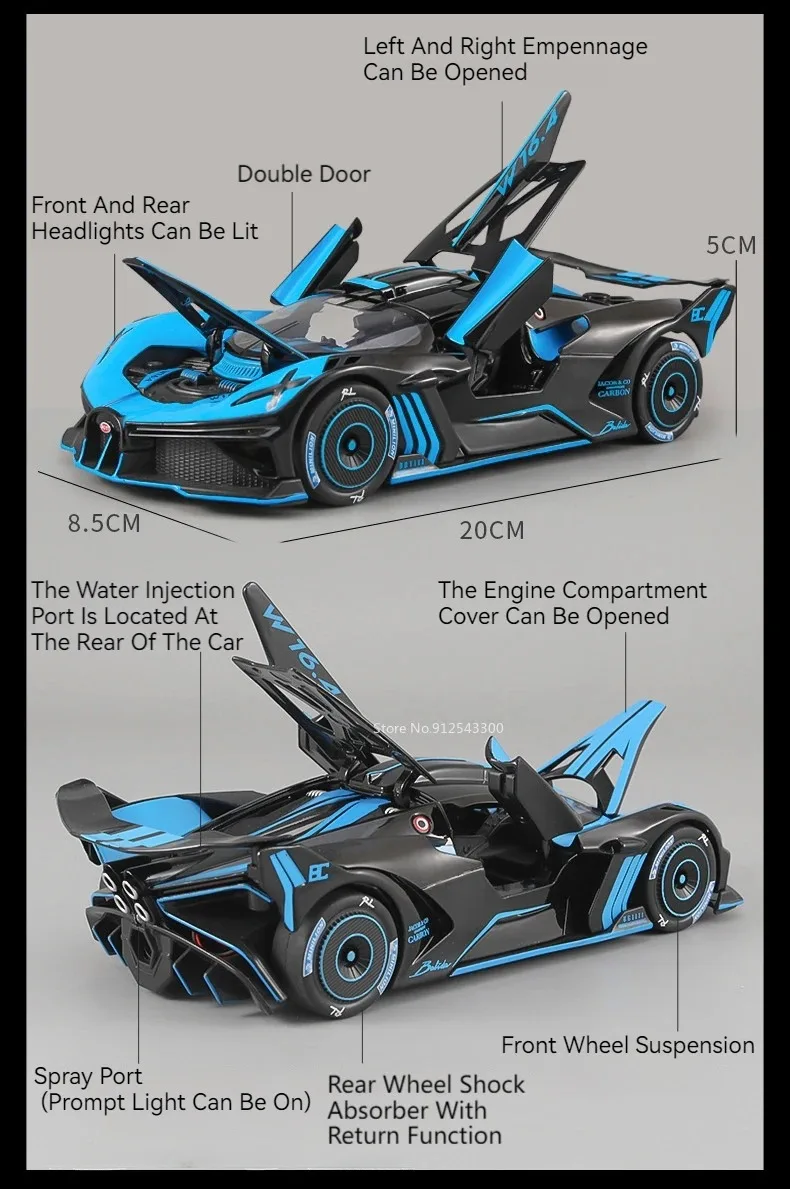 1:24 Batmobil Bolide Auto Modell Spielzeug Türen Geöffnet Stoßdämpfung Spray Sportwagen Modelle Sound Licht Spielzeug Geschenke für Jungen – Detail 19