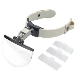 Headband Magnifier Eye Glasses Magnifying With Led Lights Loupe Four Sets Of Multiple Lens Head Mounted