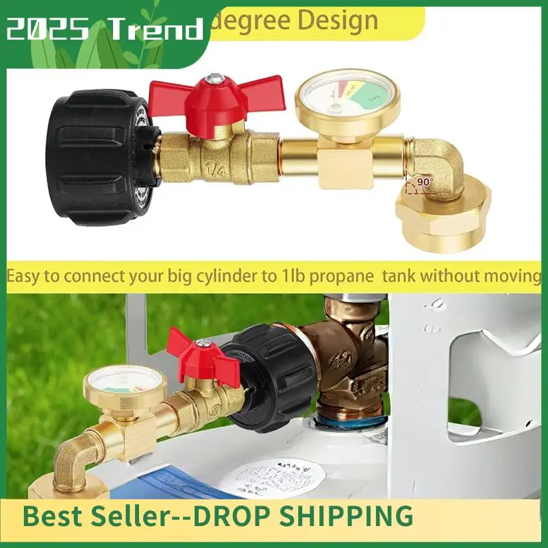 AD33 HOT Propane Refill Adapter For 1Lb Tanks,90 Degree Propane Adapter With Gauge And Control Valve 1Set