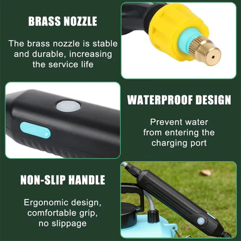 رذاذ زراعي جديد 5 لتر، رذاذ عالي الضغط من نوع حقيبة الظهر، رذاذ المبيدات الكهربائية لتطهير الري، أخضر/أزرق #2