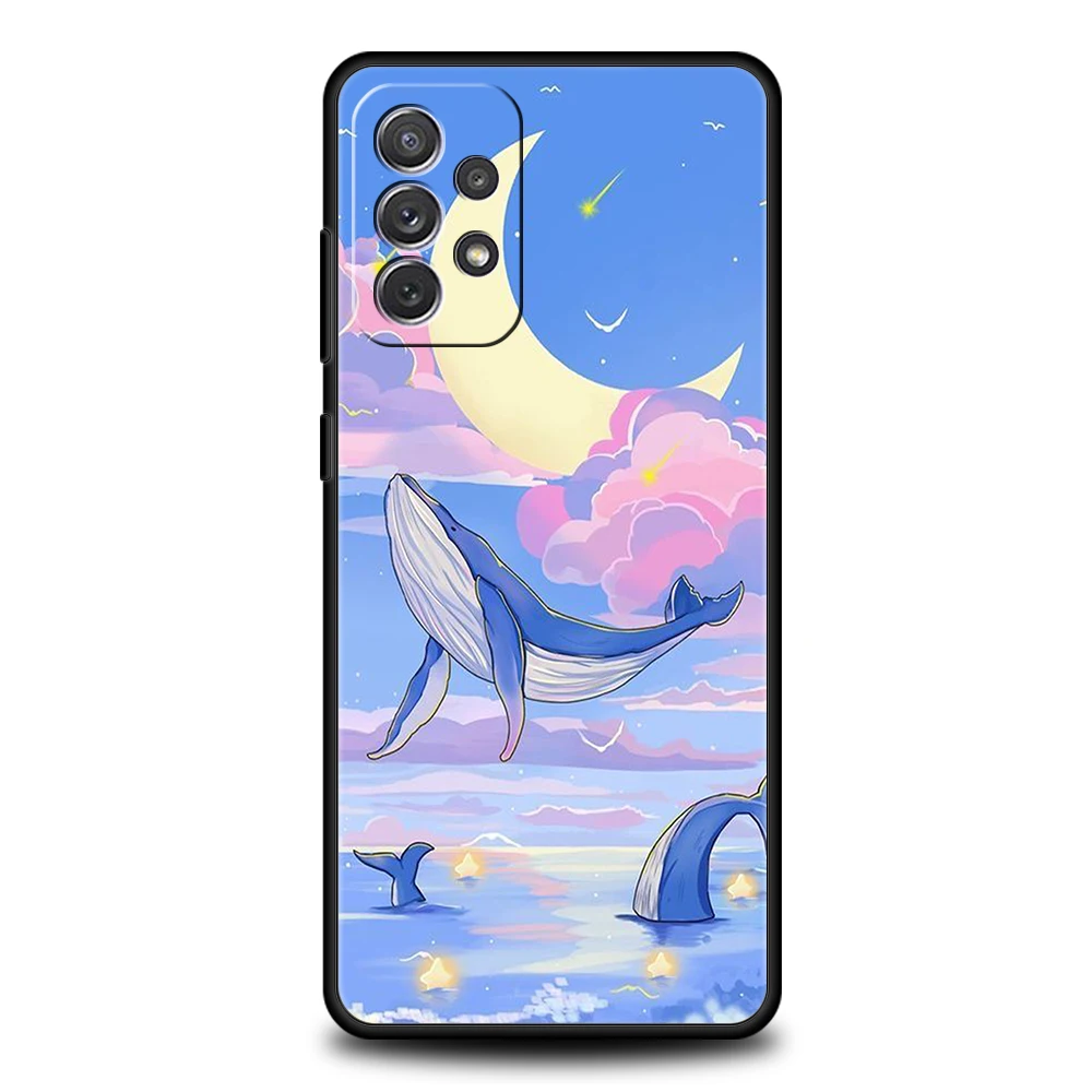 Whale Jumping Phone Case for Samsung Galaxy A55 A35 A15 A14 A25 A54 A51 A71 A72 A73 A32 A52 A52S A41 5G Silicone Shell Capas Bag