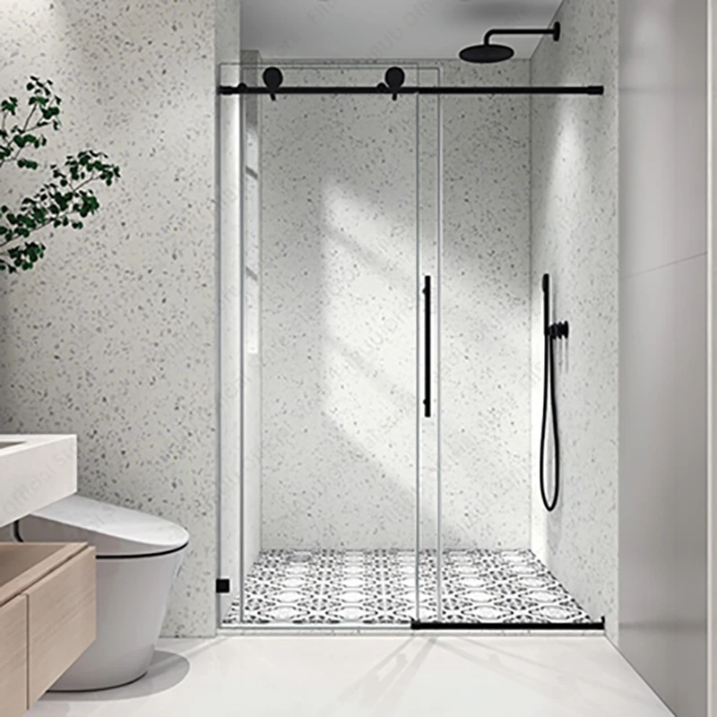 

Frameless Sliding Shower Door Tempered Glass Soft Closing 70MM Pulleys Nano Coating 55-60" Width Adjustable Bathroom Enclosure