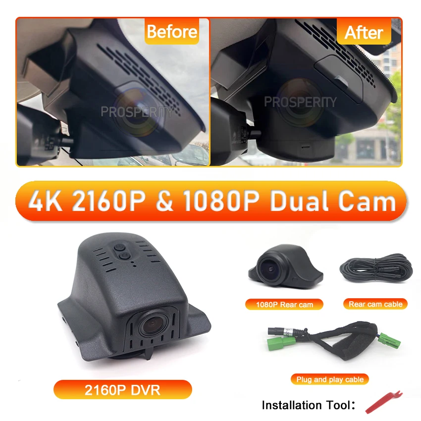 Nieuw! Plug En Play Dash Cam Wifi Auto DVR Dual lens Voor Lynk & Co 05 2022-2025, dashcam Voor Lynk & Co 01 2018-2025 Met APP Controle