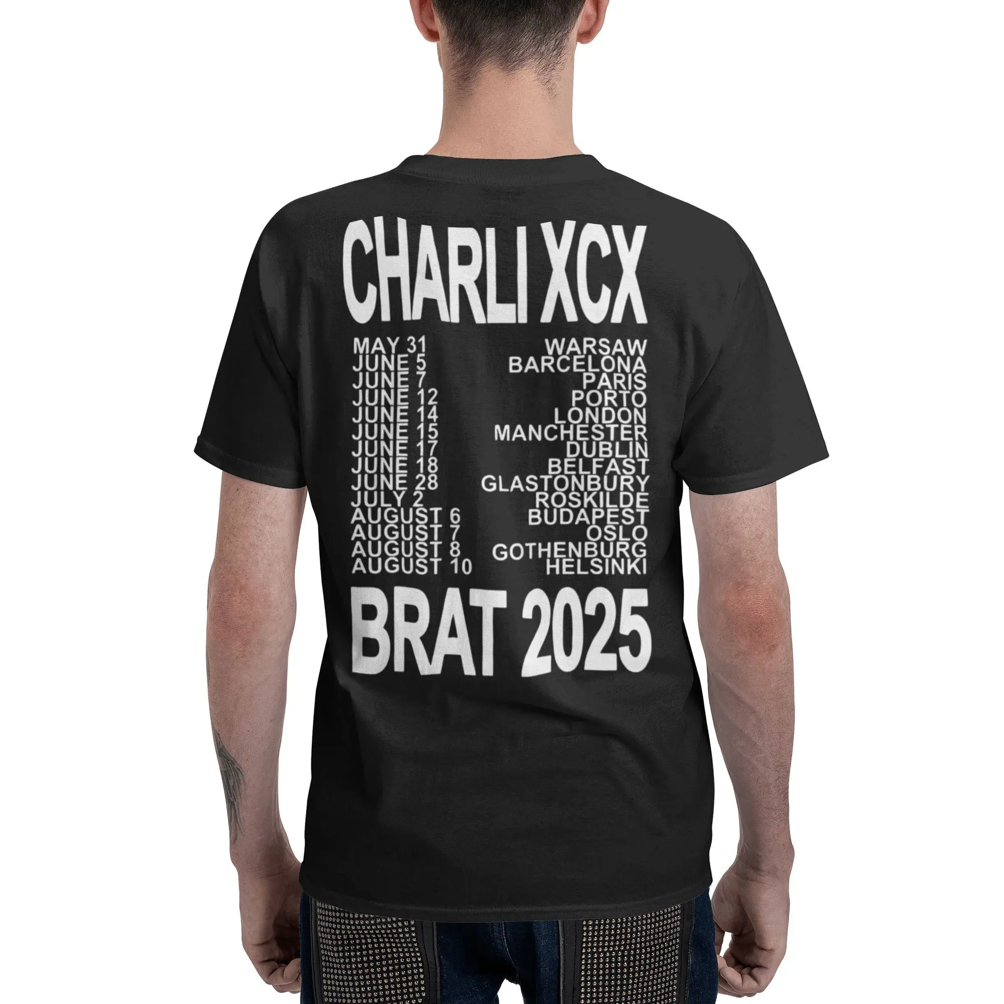 تشارلي Xcx Brat 2025 الساحة جولة الرجال تي شيرت 365 حفلة فتاة مجنون تي شيرت قصير الأكمام طاقم الرقبة تي شيرت 100% ملابس قطنية