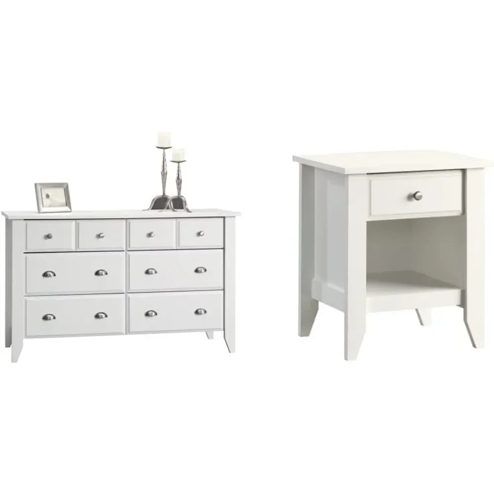 Shoal Creek Dresser (L: 54.65 "x W: 18.43" X H: 33.03 ") และกลางคืนยืนในผิวสีขาวนุ่ม