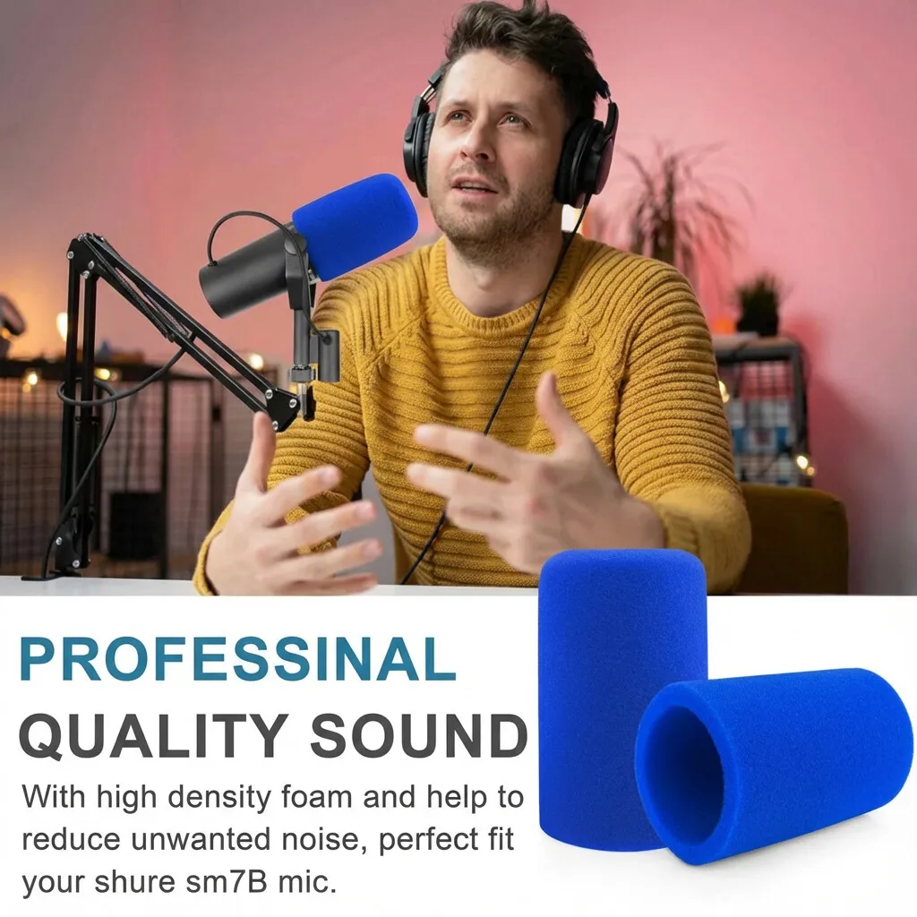 Pop Filter Windscreen for Shure SM7B SM7dB Vocal Microphone RK345 Replacement Pop Filter,Noise-cancellation Windsock Cover