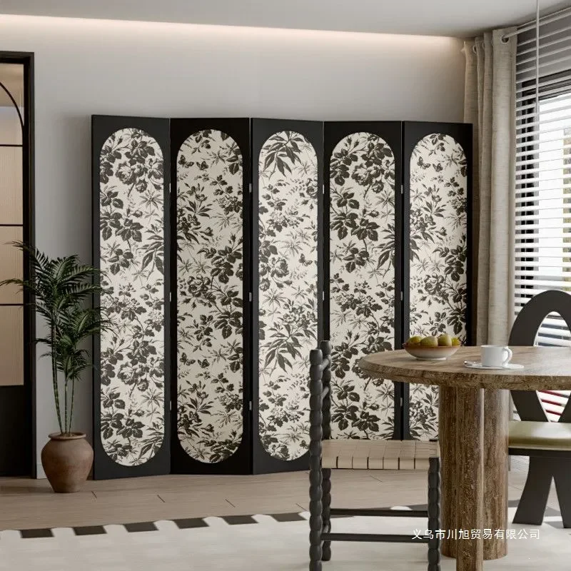 Antique Folding Screen Room Divider Movable Partition Wall for Living Room Bedroom Office Entrance Decorative Landscape Art