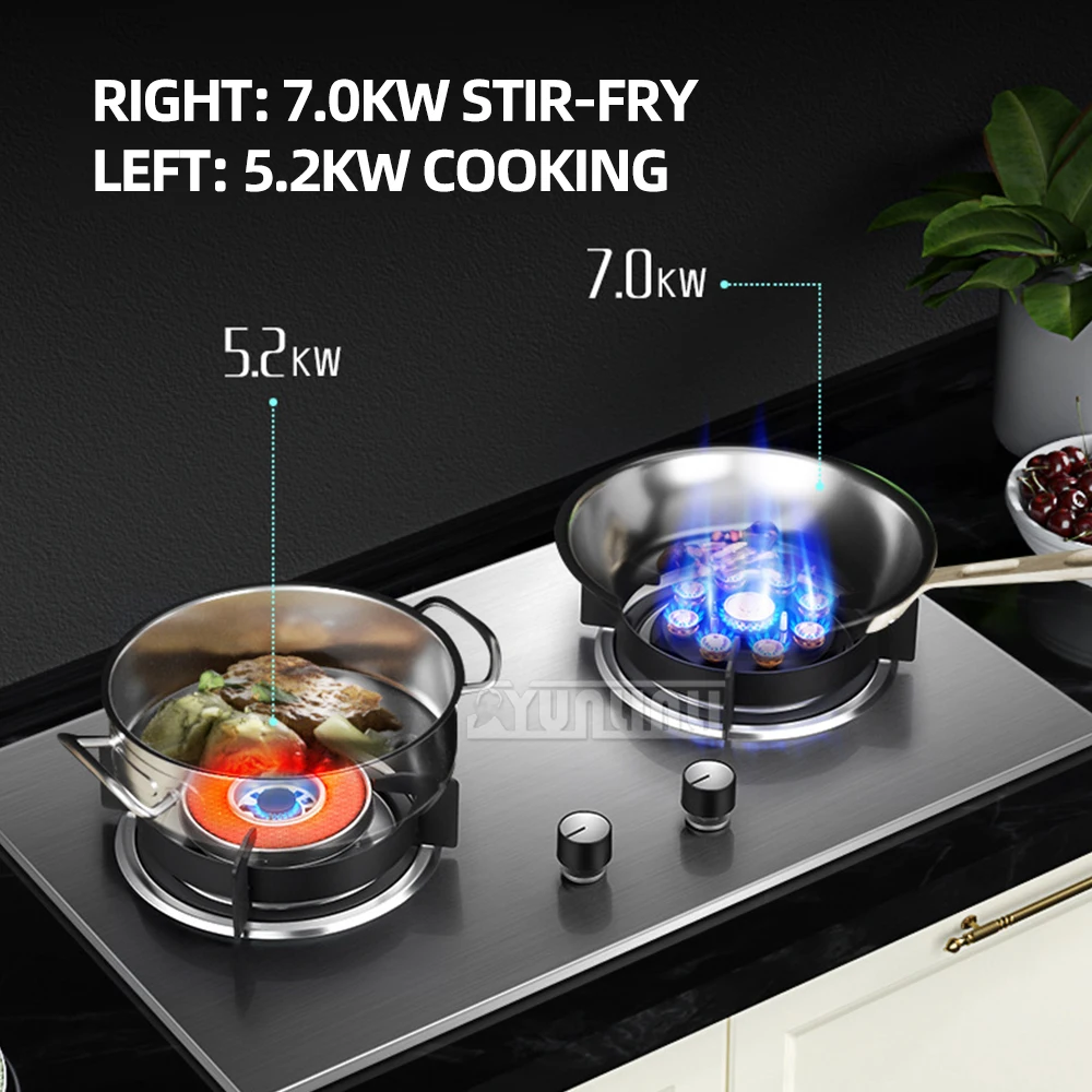 Energy Saving Gas Stove Embedded Double Stove Household Catering Equipment Tempered Glass Gas Stove