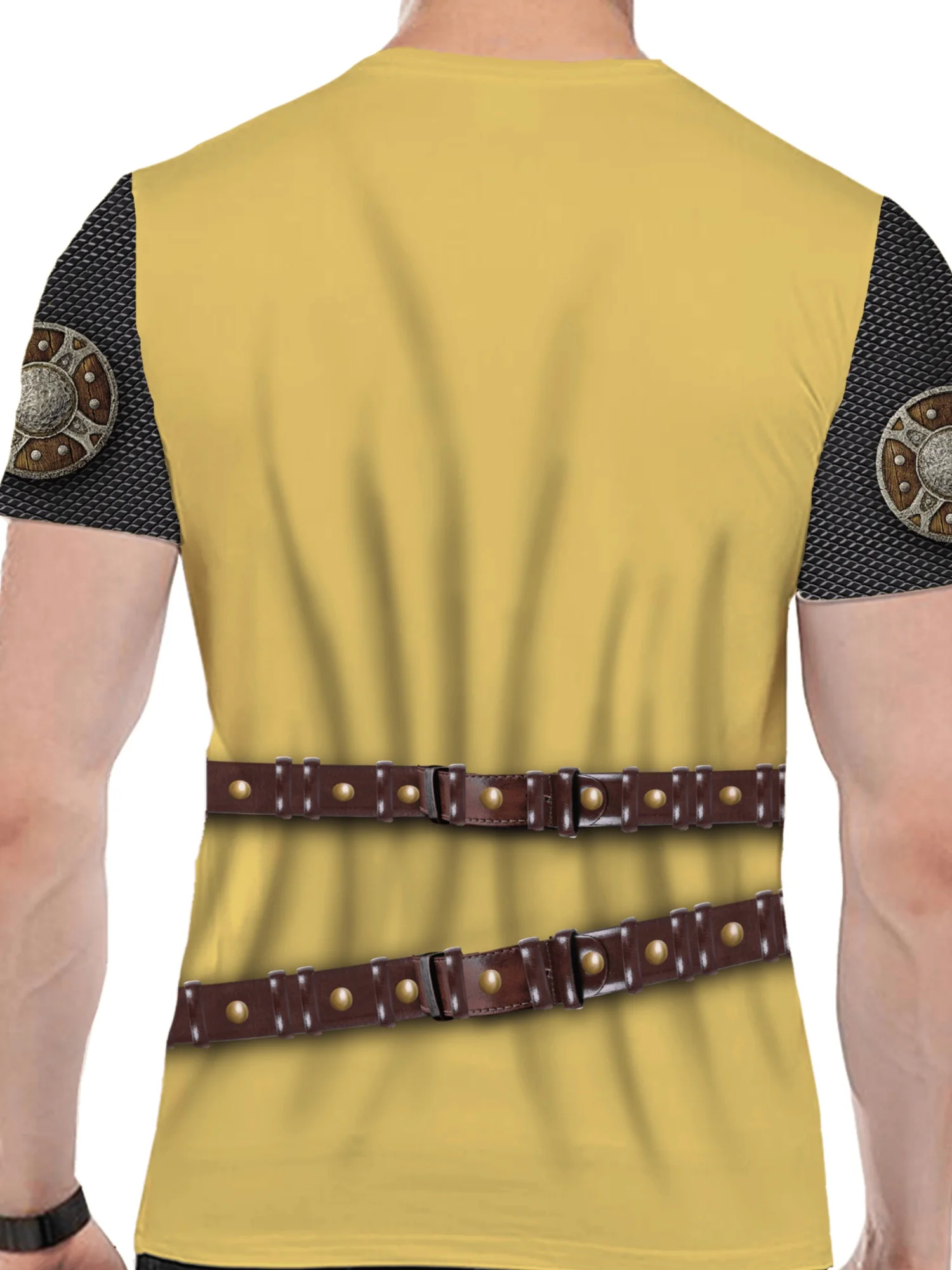 Men'S Stylish Lion Shield Knight Armor 3D Print T-Shirt - Breathable Polyester, Anti-Wrinkle, Short Sleeve