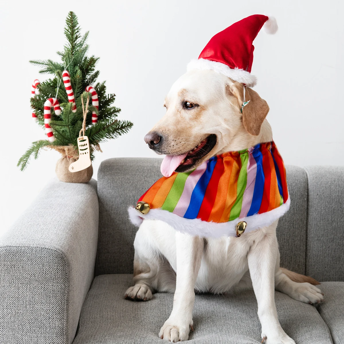 

Christmas Hats Supplies Pet Clothes Collar Ring Dog Festival Decoration Costumes Birthday Round Neck