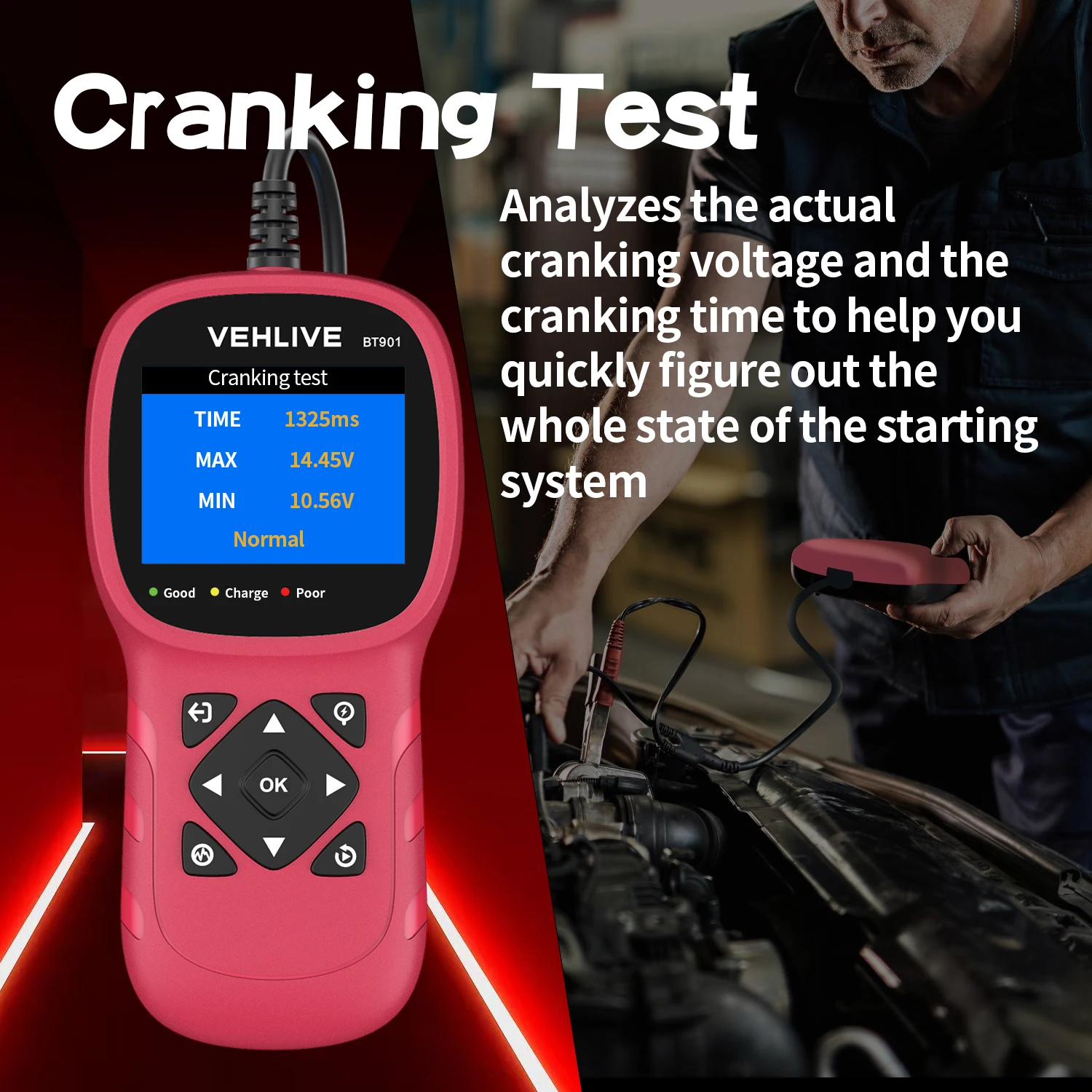 

Car Battery Tester Auto 12V AMG GEL EFB Battery CCA SOH SOC Health Analyzer Vehicles Start And Charge Internal Resistance Tester