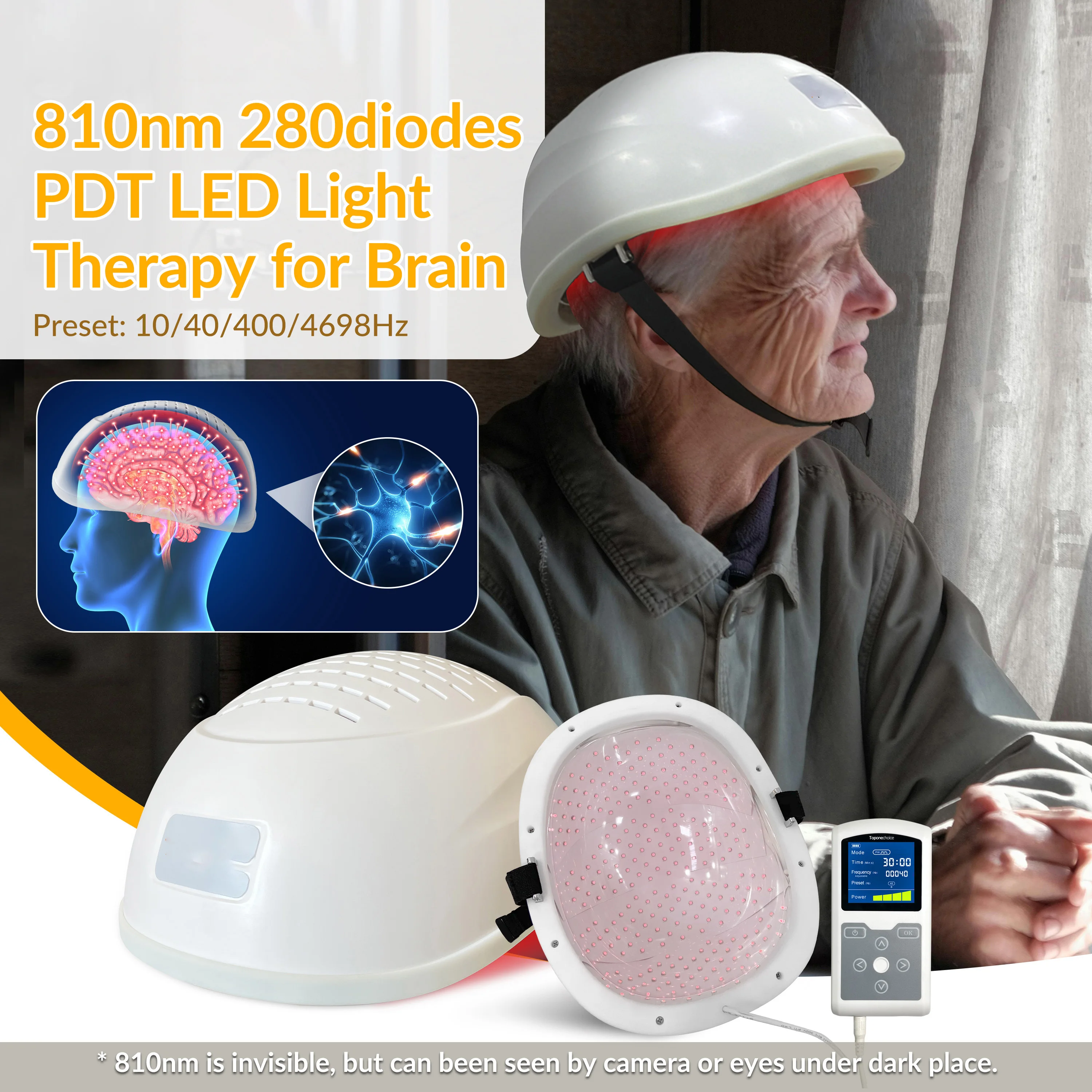 Pbm Therapy For Brain 810nm Near Infrared Photobiomodulation Helmet Red Light Brain Stimulator For Nerve Stimulation Wellness