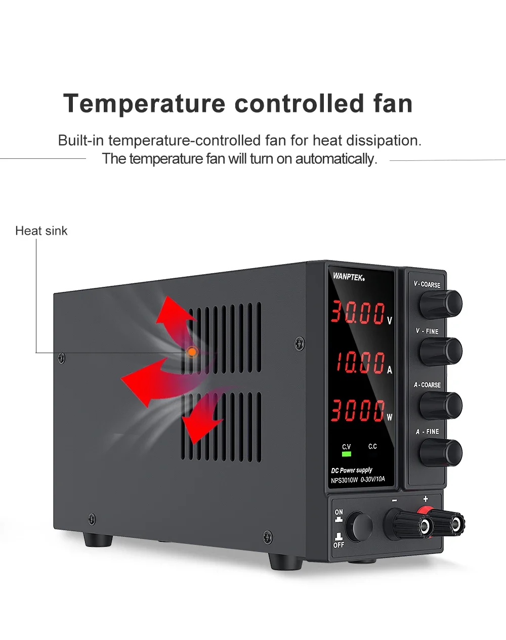 Wanptek fuente de alimentación CC de laboratorio ajustable 30V 60V 120V pantalla de dígitos regulador de voltaje fuente de alimentación de banco de