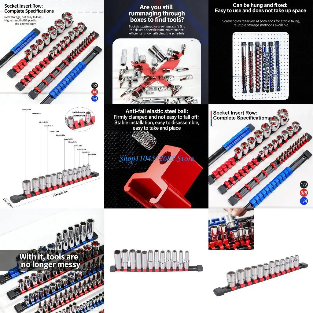 

Y6GD Pack of 13 Professional Multiple Size Socket And Driver Set Includes Tool Rack