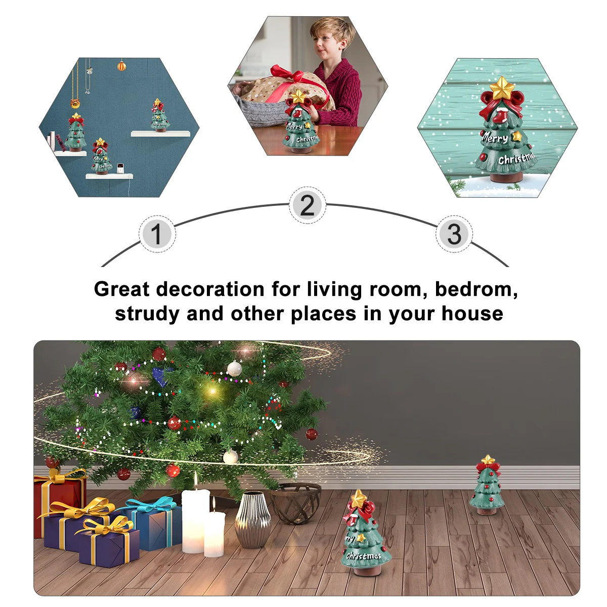 

2Pcs Christmas Resin Ornaments Durable Micro Decorations for Living Room Bedroom Study Unique Gift Ideas Resin Ornament