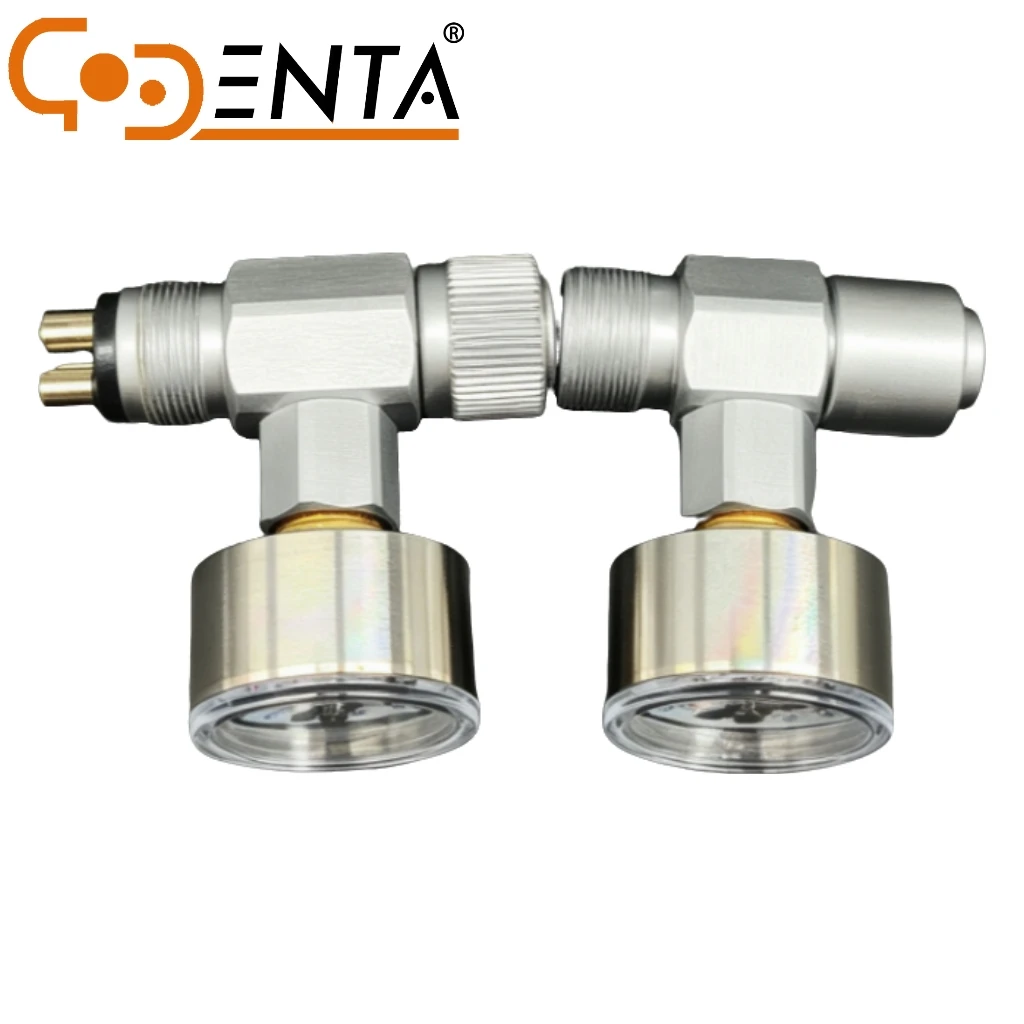 Dental Handpiece Pressure Gauge 2/4 Holes, Dental Chair Air Pressure Measuring Tool, Professional High Low Speed Handpiece Press