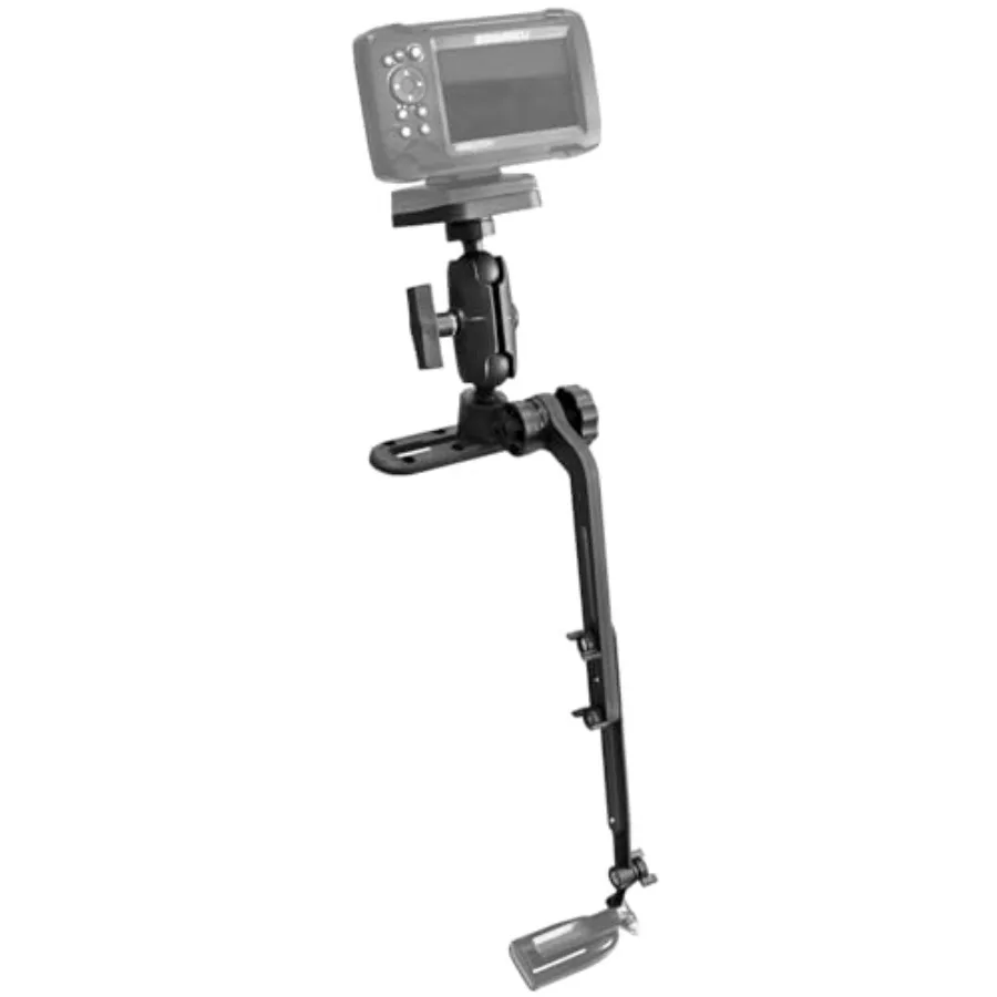 

Kayak/SUP Fish Finder Mount for Marine Electronics: Aluminum, Black, 1.5'' Universal Ball Base with Track Transducer Arm, Compa