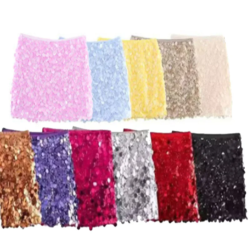 Saia Mini de Lantejoulas para Mulheres, Luxuosa, de Cintura Alta, Moda Feminina, Saia Preta de Verão, Streetwear, Glitter, Curta