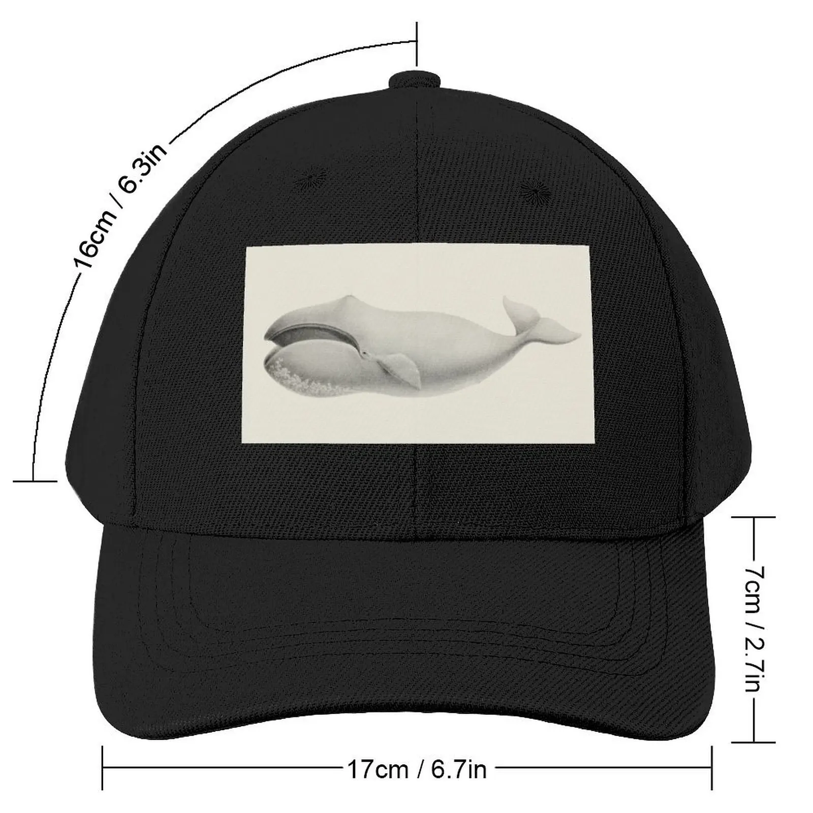 Whale - Bowhead Whale by Charles Melville Scammon. Baseball Cap Anime Hat Icon Fashion Beach Women's 2024 Men's