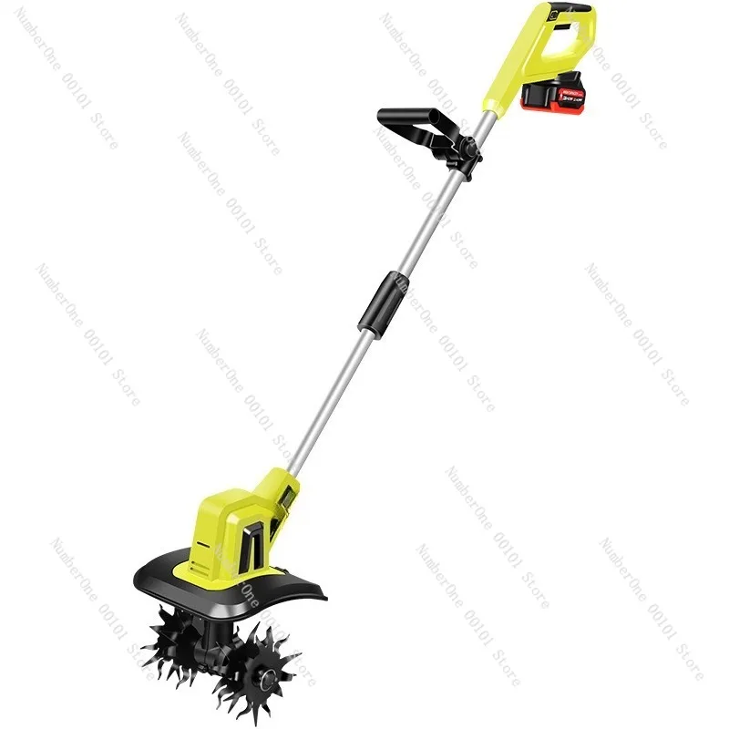 Compact Electric Mini Tiller Cultivator Small Household Garden Soil Loosening Machine Portable Digging Turning Rotary Plow Power