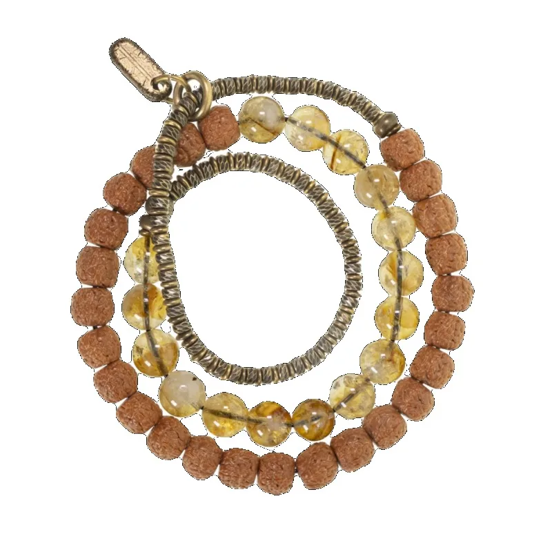

Ретро этнический стиль натуральный цитрин Бодхи браслет мужской многослойный браслет женские украшения для рук
