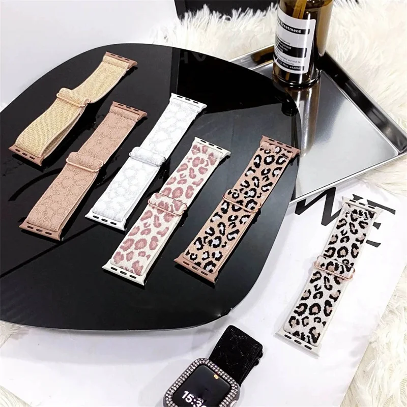 Korea Retro Leopard Print Strap For Apple Watch Band 49mm 41mm 45mm 40 44mm 38 42 For iwatch Series 8 7 SE 6 5 Correa Watchband