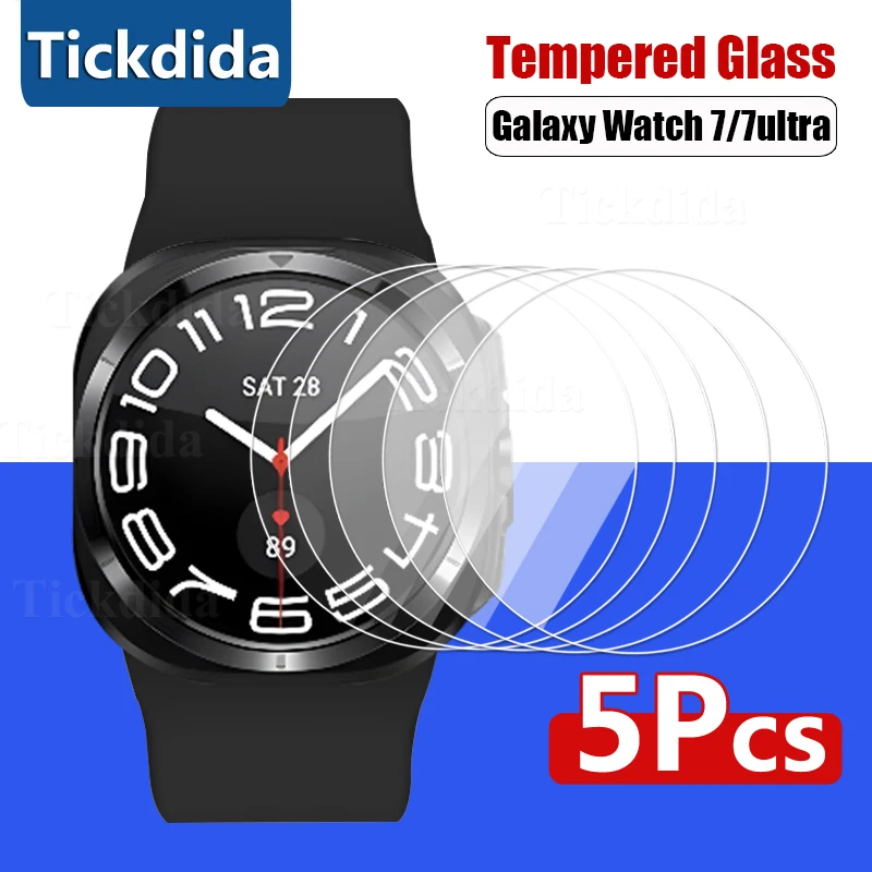 Kaca Tempered Samsung Galaxy Watch 7, 5 buah Film pelindung layar Anti gores Ultra FE 40/44mm, aksesori untuk jam tangan Galaxy 7