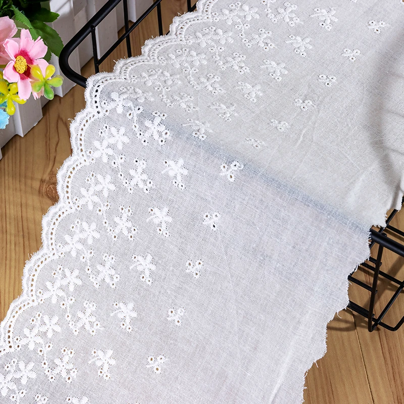 15CM Wide Cotton Embroidered Flowers Lace Guipure Ribbon White Beige Dress Clothes Sewing Collar Trim Handmade DIY Lace Material