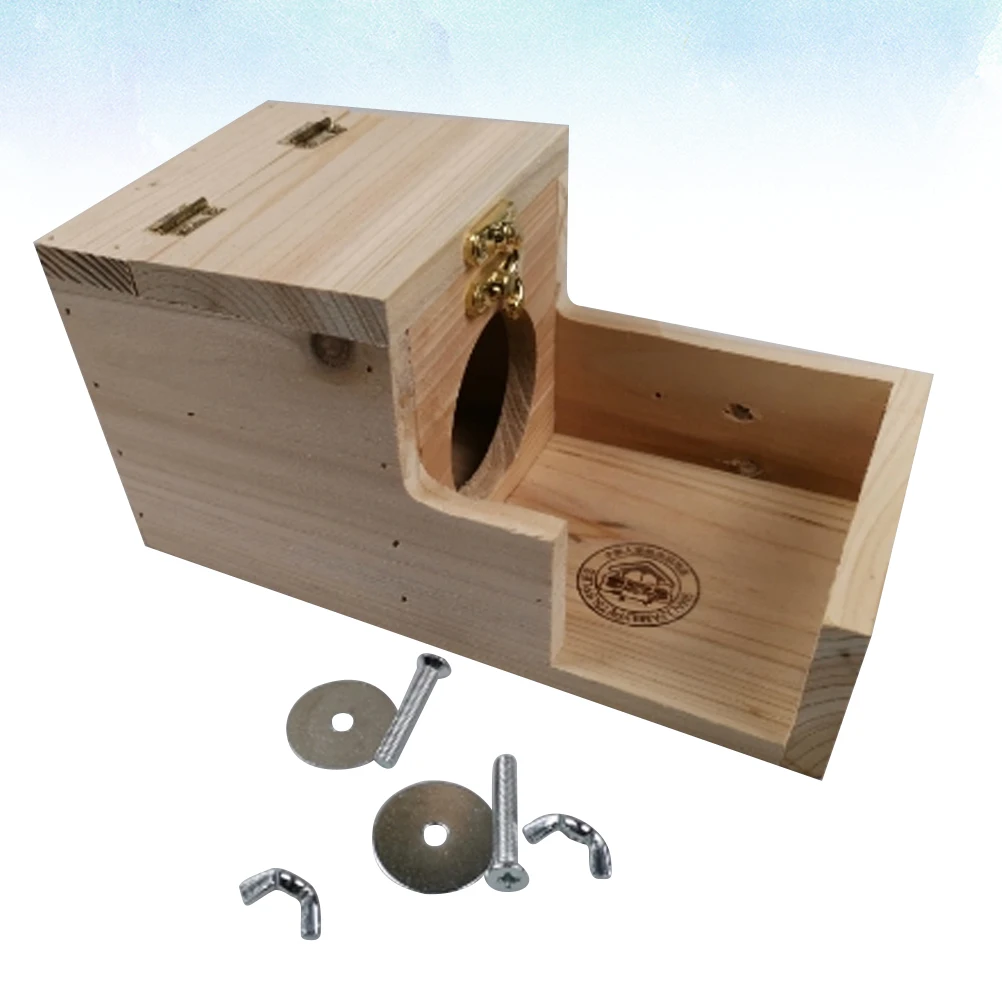 

1 Set Natural Wooden Cabin Pet Hut Open Close Flat Thick Odorless With Metal Lock Diy Decor Stickers Hamster Mouse Hut