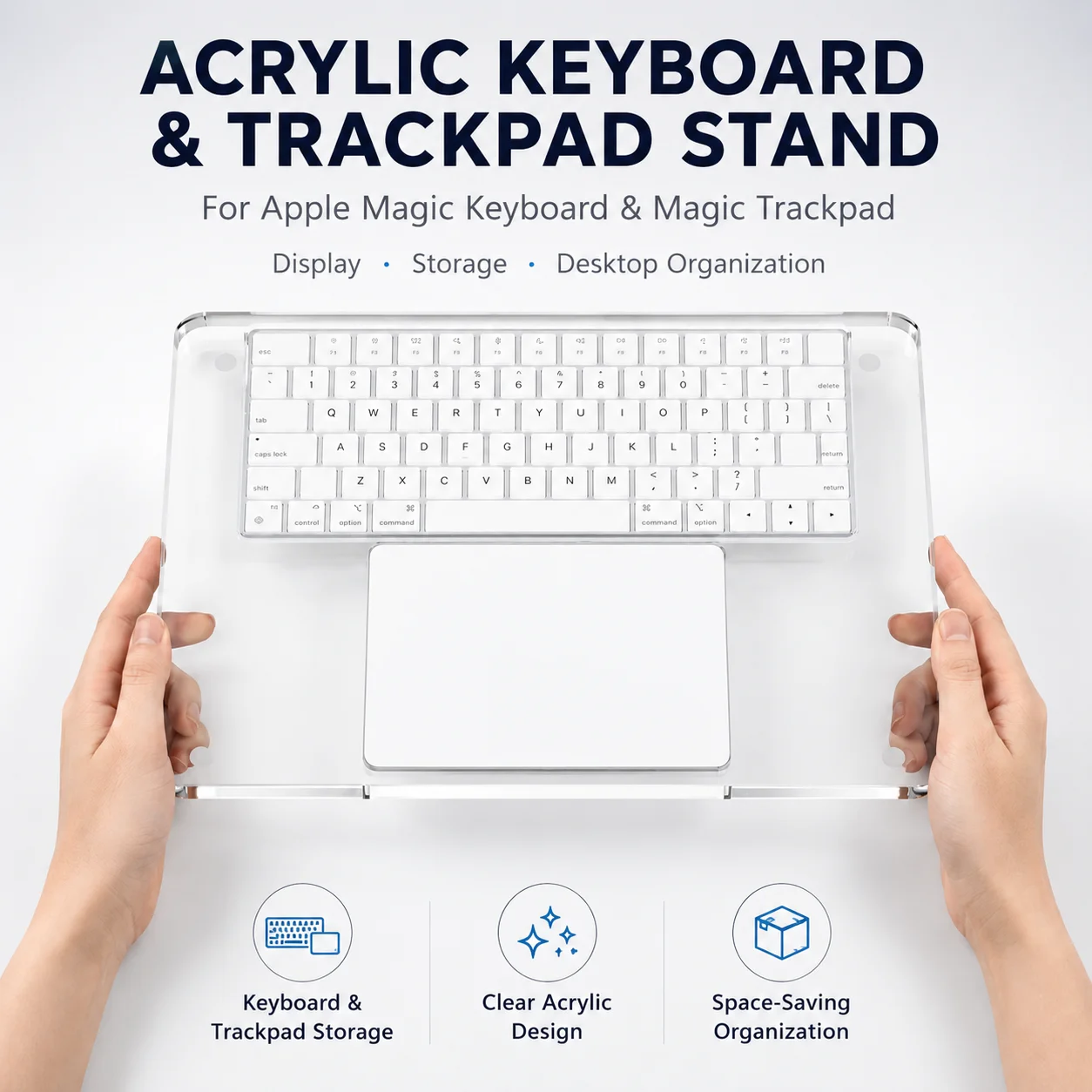 Transparent Acrylic Keyboard Stand and Touchpad Tray Pad for Apple Magic Keyboards Magic Touchpad Relieve Wrist Pain Hand Rest