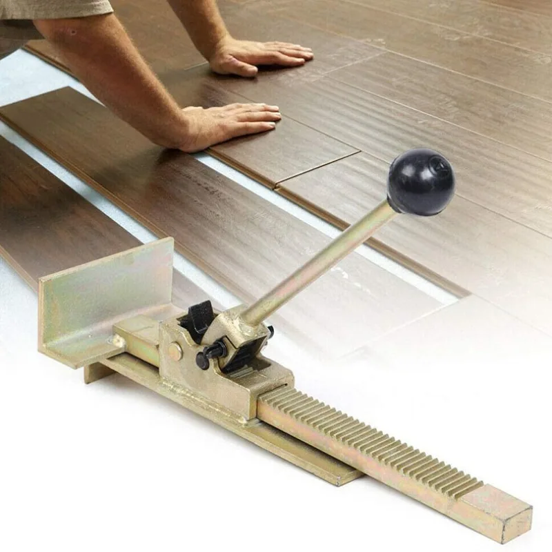 

Hardwood Flooring Jack and Positioning Tool for Straighten and Installing Hardwood Floors Easy Ratcheting Mechanism Gold