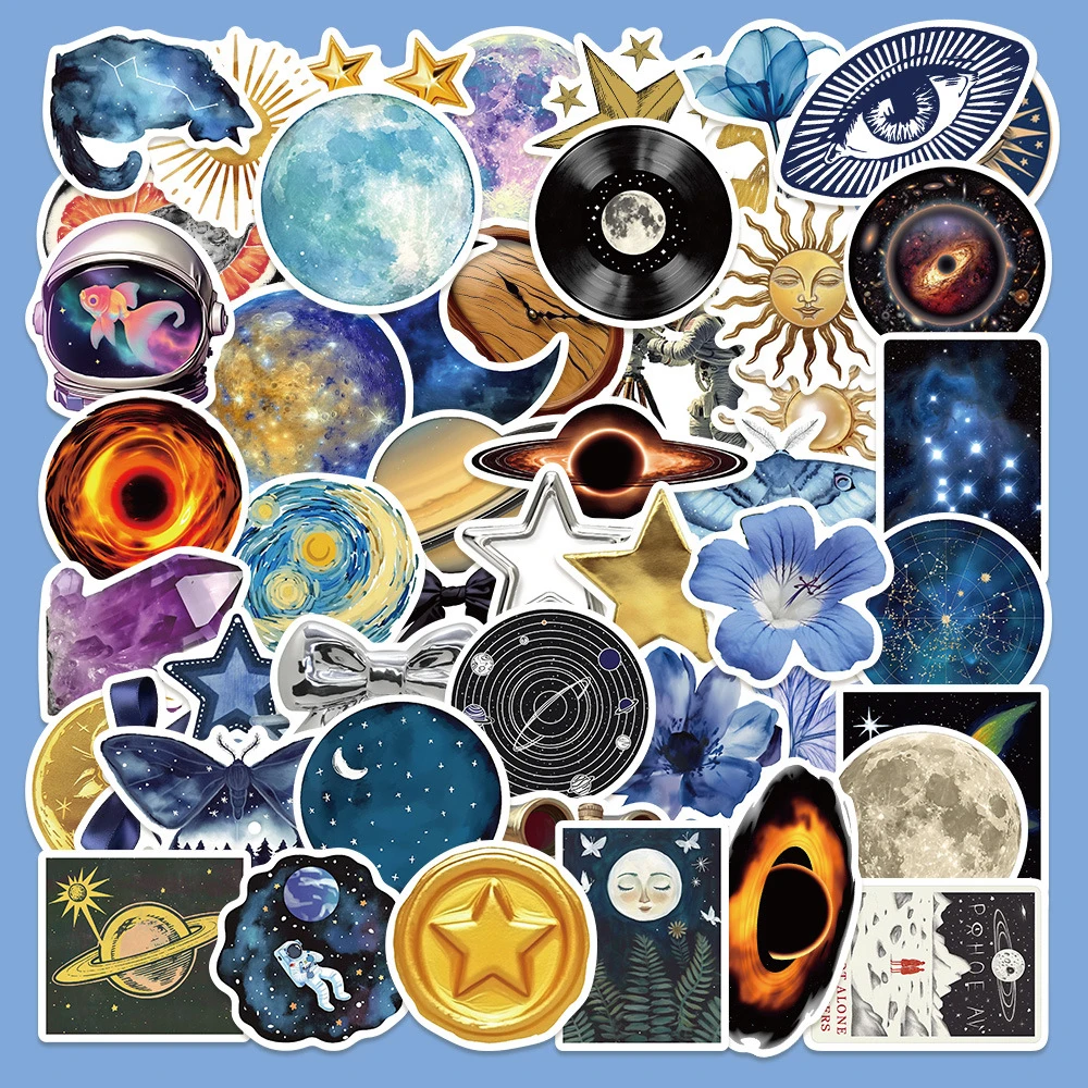 

10/30/50pcs Cool Retro Universe Planet Stickers Cartoon Galaxy Graffiti Sticker DIY Stationery Suitcase Helmet Waterproof Decals