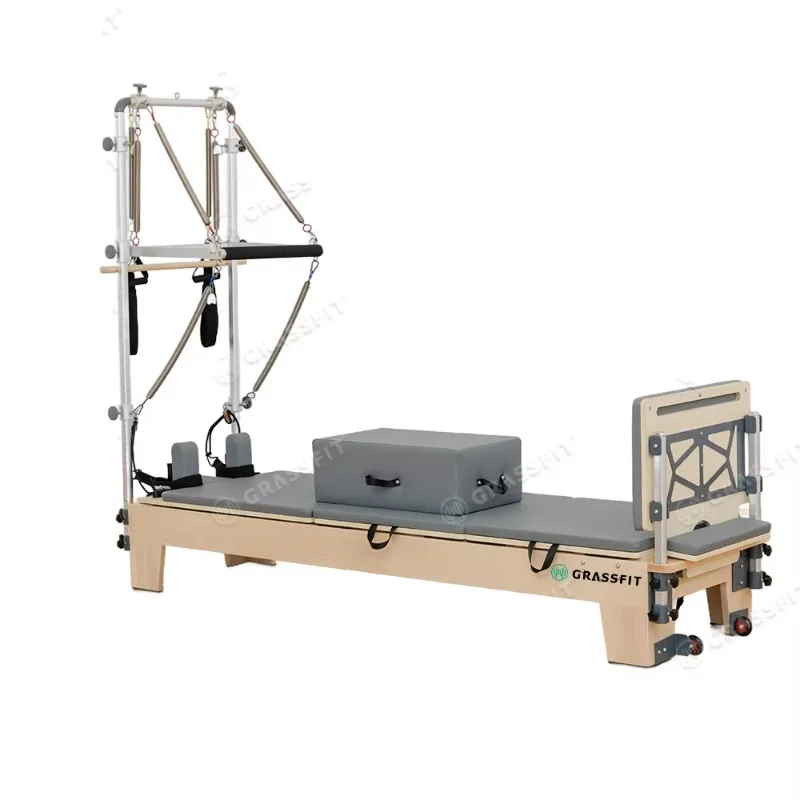 Multi-Functional Wood Pilates Reformer Bed, Full Body Balance Training Equipment for Home & Studio Use