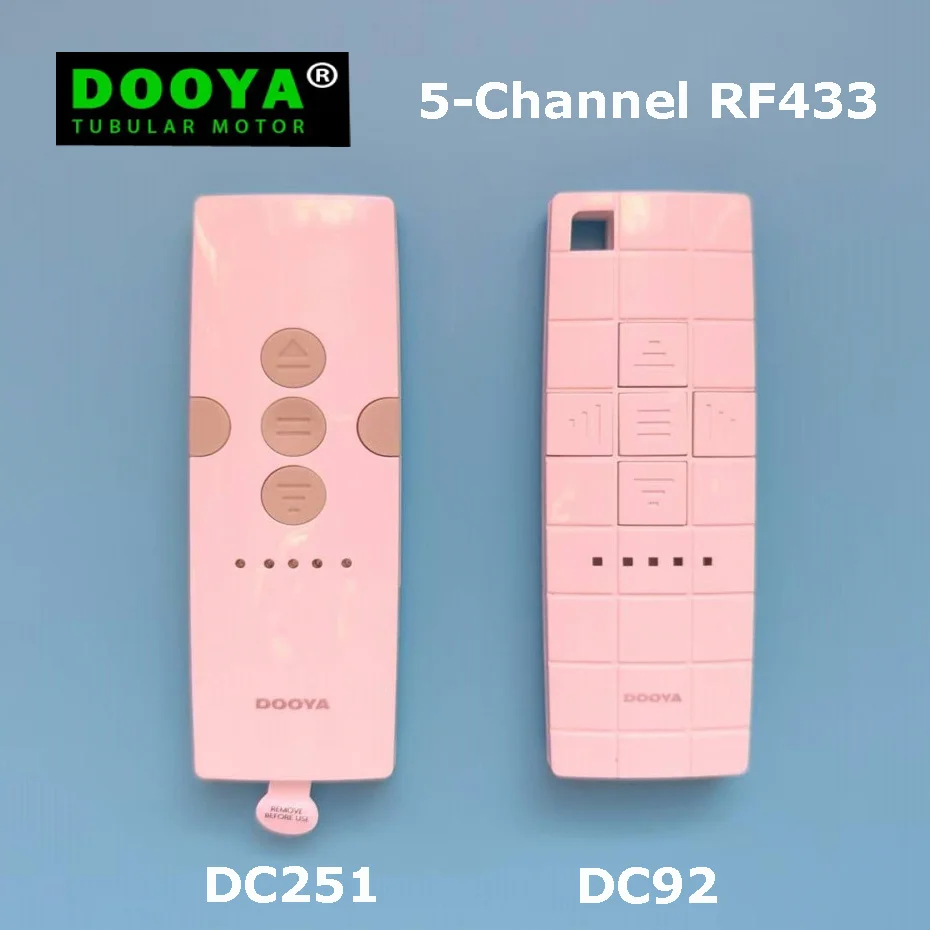 Dooya 5-Kanal RF433 Handsender DC92/DC251, 30 m Fernentfernung, für Dooya RF433 Vorhangmotor, Steuerung 5-Motor separat