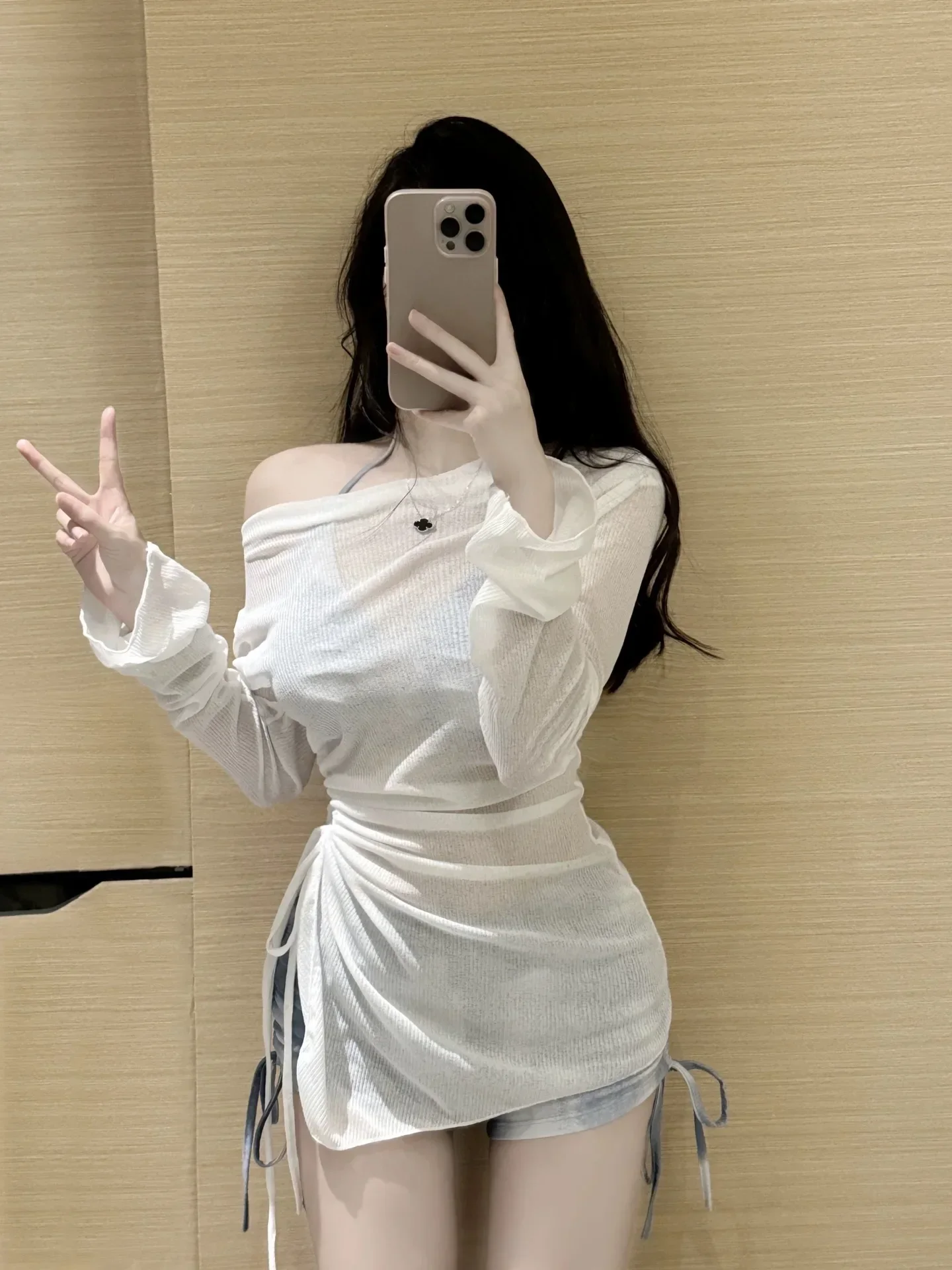 Sexy Korean Fashion Conservative Bikinis Sets Three Pieces Tie Dye Print Bikini Shorts With Mesh Cover Smock Swimsuit Biquini
