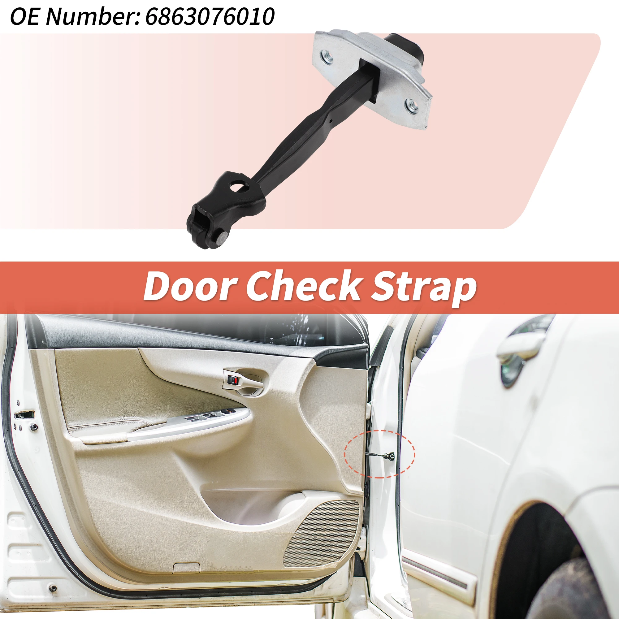 UXCELL No.6863076010 Right Rear Door Door Check Strap for Lexus CT200H 2011-2020 1 pcs